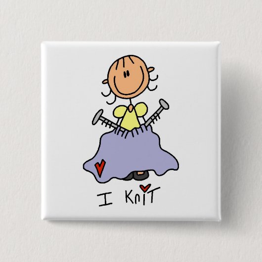 Ik Brei Vierkante Button 5,1 Cm (Voorkant)