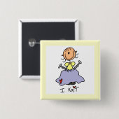 Ik Brei Vierkante Button 5,1 Cm (Voorkant /achterkant)