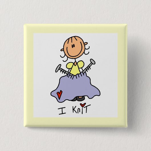 Ik Brei Vierkante Button 5,1 Cm (Voorkant)