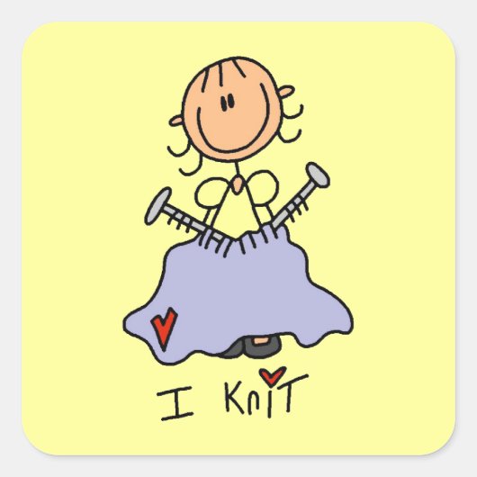 Ik Brei Vierkante Sticker (Voorkant)