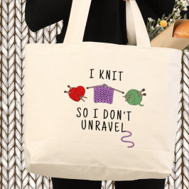 Ik brei zodat ik me niet ontrafel grote tote bag