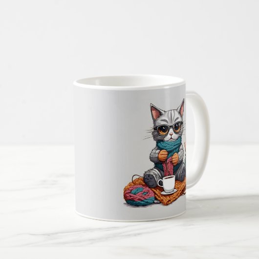 Ik brei zodat ik mensen niet vermoord Grappige mok (Voorkant rechts)