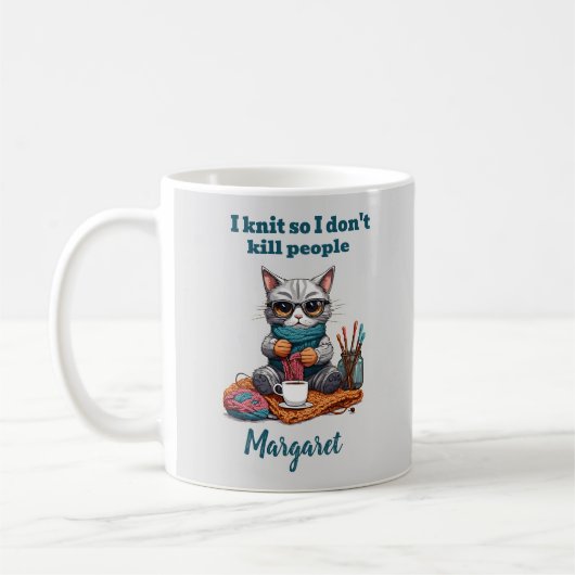 Ik brei zodat ik mensen niet vermoord Grappige mok (Links)