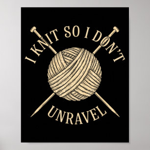 Ik brei zodat ik niet uitrafel sarcastische breiqu poster