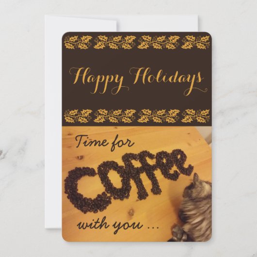 Ik breng de koffie-Kaart van RoseWrites Feestdagenkaart (Voorkant)