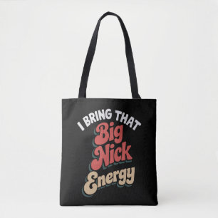 Ik breng die grote Nick-energie Kerstman Xmas Grap Tote Bag