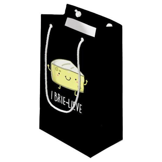 Ik Brie-live Positieve Brie Cheese Pun Dark BG Klein Cadeauzakje (Voorkant Gekanteld)