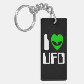 Ik buitenaards hart UFO Sleutelhanger (Voorkant Links)