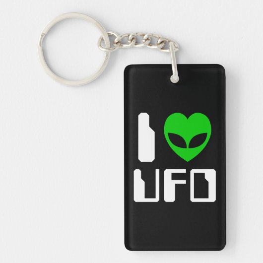 Ik buitenaards hart UFO Sleutelhanger (Voorkant)