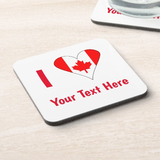Ik (Canadese vlag hart) uw rode tekst Bier Onderzetter (Linkerzijde)