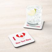 Ik (Canadese vlag hart) uw rode tekst Bier Onderzetter (Rechterzijde)