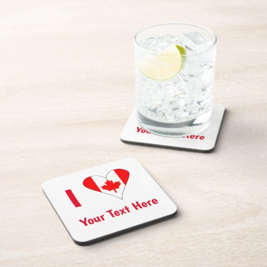 Ik (Canadese vlag hart) uw rode tekst Bier Onderzetter (Rechterzijde)