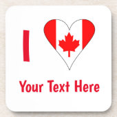 Ik (Canadese vlag hart) uw rode tekst Bier Onderzetter (Voorkant)