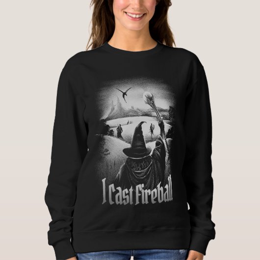 Ik cast Fireball Fantasy Wizard RPG Klasse Tafelbl Trui (Voorkant)