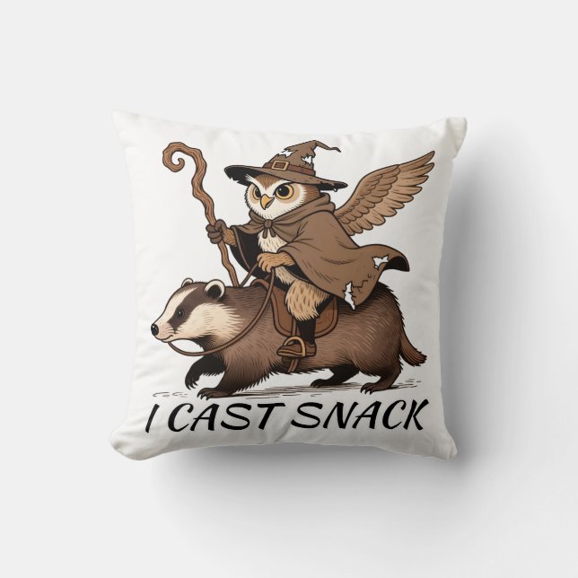 Ik Cast Snack Fantasievolle Uil en Das Kunst Kussen (Voorkant)
