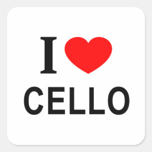 Ik ❤️ CELLO Ik HOU VAN CELLO Ik HART CELLO Vierkante Sticker