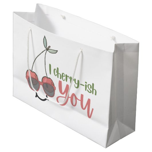 Ik Cherry-ish You Gift Bag Groot Cadeauzakje (Voorkant Gekanteld)