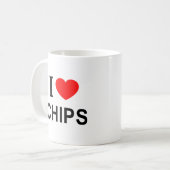 Ik ❤️ CHIPS Ik HOU VAN CHIPS Ik HART CHIPS Koffiemok (Voorkant links)