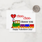 Ik Choo Choo Kies jou Valentijnsdag Kind klas Notitiekaartje (Voorkant / Achterkant in situ)
