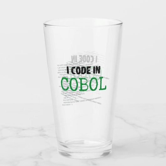 Ik code in COBOL.w Glas (Achterkant)
