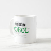 Ik code in COBOL.w Koffiemok (Voorkant links)