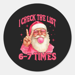 Ik Controleer De Lijst Humor 67 Meme 6-7 Grappig Z Ronde Sticker