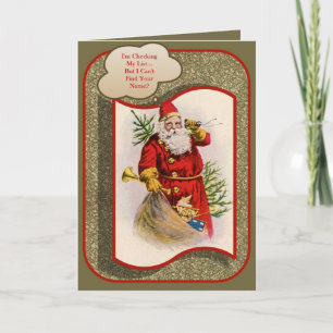 Ik controleer Mijn Vintage Kerstkaart van de Lijst Feestdagen Kaart