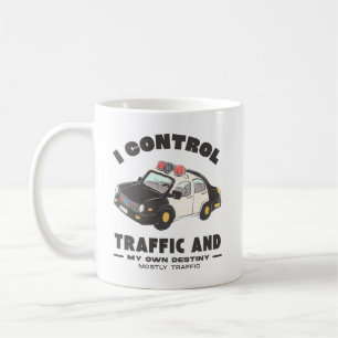 Ik controleer verkeer en bepaal het lot meestal ve koffiemok