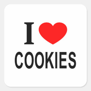 IK ❤️ COOKIES WAARVAN IK GRAAG COOKIES I HEART COO VIERKANTE STICKER