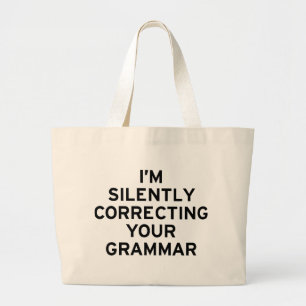 Ik corrigeer Grammar Grote Tote Bag