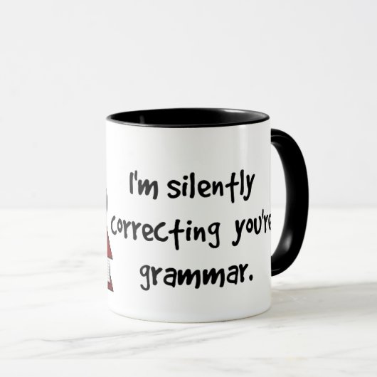 Ik corrigeer je Grammar Wise Owl. Mok (Voorkant rechts)