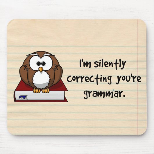 Ik corrigeer je Grammar Wise Owl. Muismat (Voorkant)