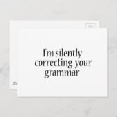 Ik corrigeer je grammatica Funny shirt. Briefkaart (Voorkant / Achterkant)