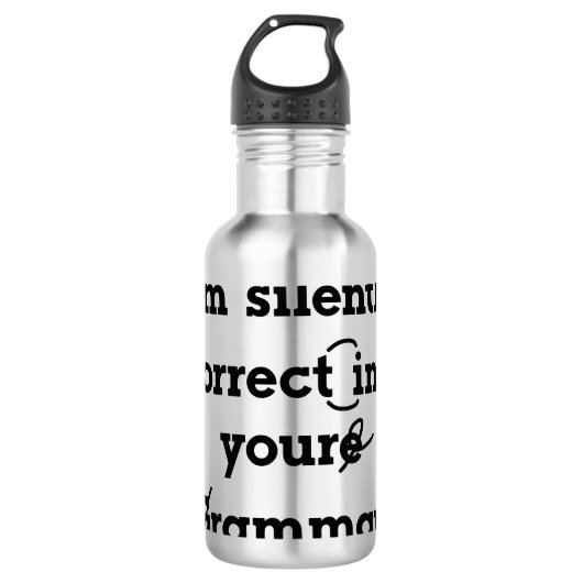 "Ik corrigeer je grammatica in stilte" grappig Waterfles (Voorkant)