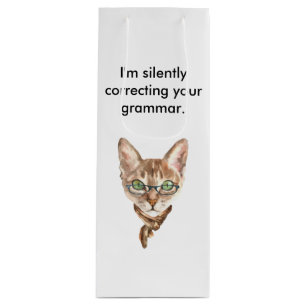 Ik corrigeer stilletjes je grammatica-kattenwijnza wijn cadeautas