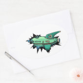 Ik crash mijn ruimteschip ovale sticker (Envelop)