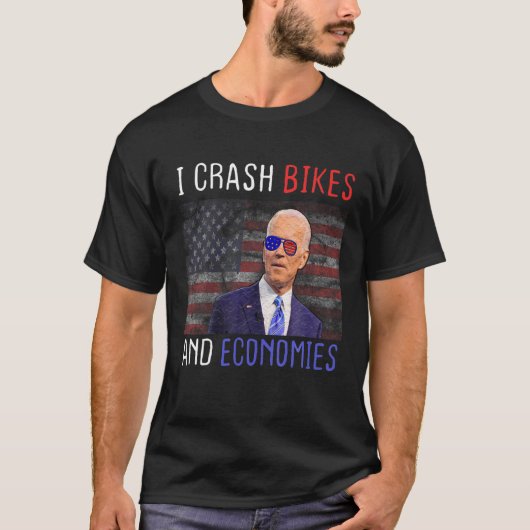 Ik crasht fietsen en economie grappig Joe Biden bi T-shirt (Voorkant)