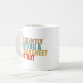 Ik Creëer daar stilletjes een spreadsheet voor Koffiemok (Voorkant links)