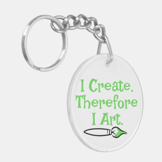 Ik CREËER daarom ben ik kunst van Jeff Willis Art Sleutelhanger (Voorkant Links)