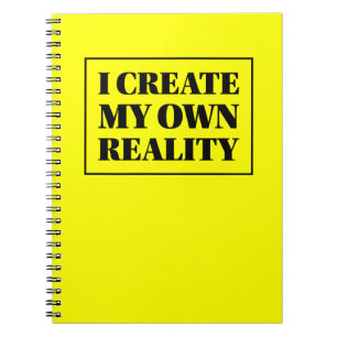 Ik Creëer Mijn eigen realiteit, zwart en geel Notitieboek