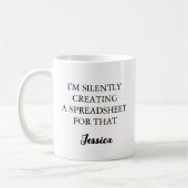 Ik Creëer stilletjes een spreadsheet voor die grap Koffiemok (Links)