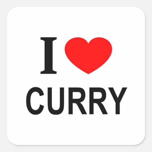 Ik ❤️ CURRY Ik HOU VAN CURRY Ik HART CURRY Vierkante Sticker (Voorkant)