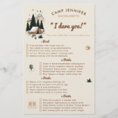 Ik daag je uit Kampeer vrijgezellenfeest spel Flyer (Voorkant)