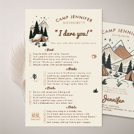 Ik daag je uit Kampeer vrijgezellenfeest spel Flyer