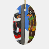 " IK DAAG JE UIT MET DRIE DOXIE" KERAMISCH ORNAMENT (Rechts)
