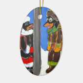 " IK DAAG JE UIT MET DRIE DOXIE" KERAMISCH ORNAMENT (Links)