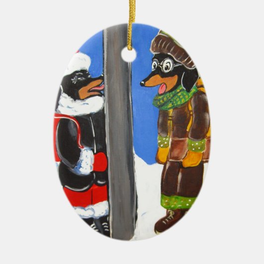" IK DAAG JE UIT MET DRIE DOXIE" KERAMISCH ORNAMENT (Voorkant)