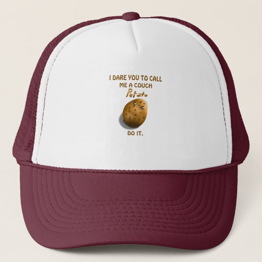 Ik daag je uit om me een Couch Potato Grappig Scha Trucker Pet (Voorkant)