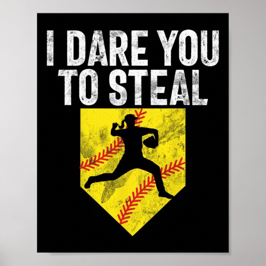 Ik daag je uit om Softll Catcher Game Day Vibes te Poster (Voorkant)