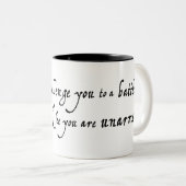 Ik daag je uit tot een strijd tegen de heksenmok tweekleurige koffiemok (Voorkant rechts)